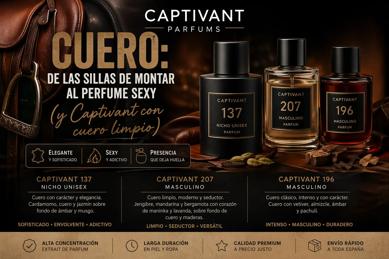 Cuero: de las sillas de montar al perfume sexy (y Captivant con cuero limpio)