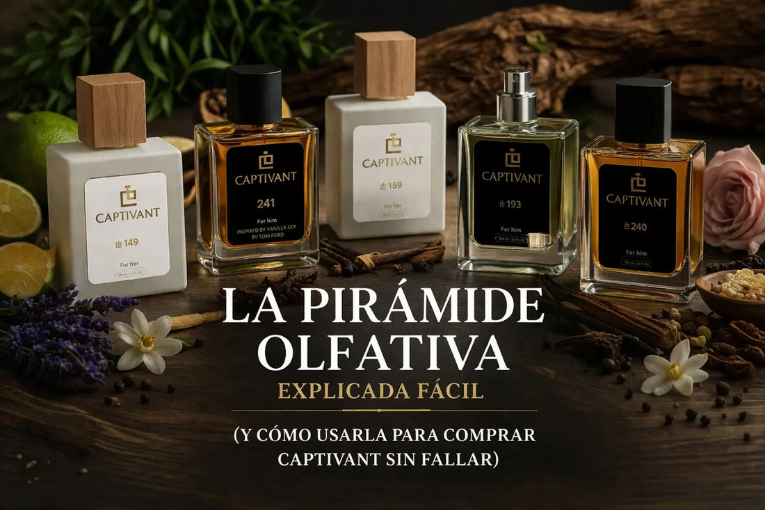 La pirámide olfativa explicada fácil (y cómo usarla para comprar Captivant sin fallar)