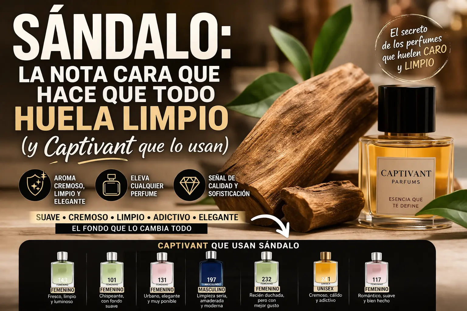 Sándalo: la nota cara que hace que todo huela limpio (y Captivant que lo usan)