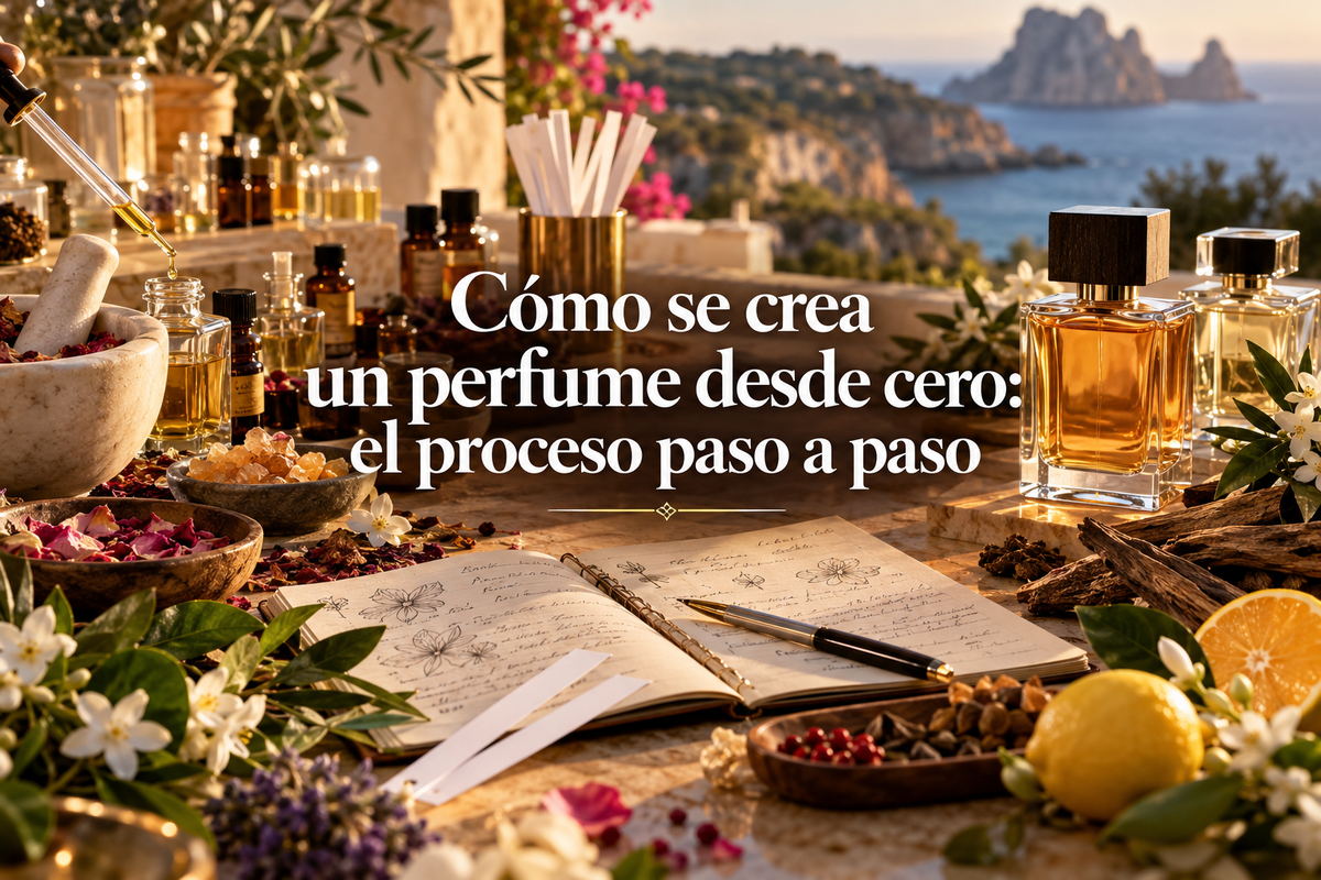 Cómo se crea un perfume desde cero: el proceso paso a paso - laboratorio de perfumería Captivant Parfums con materias primas e ingredientes